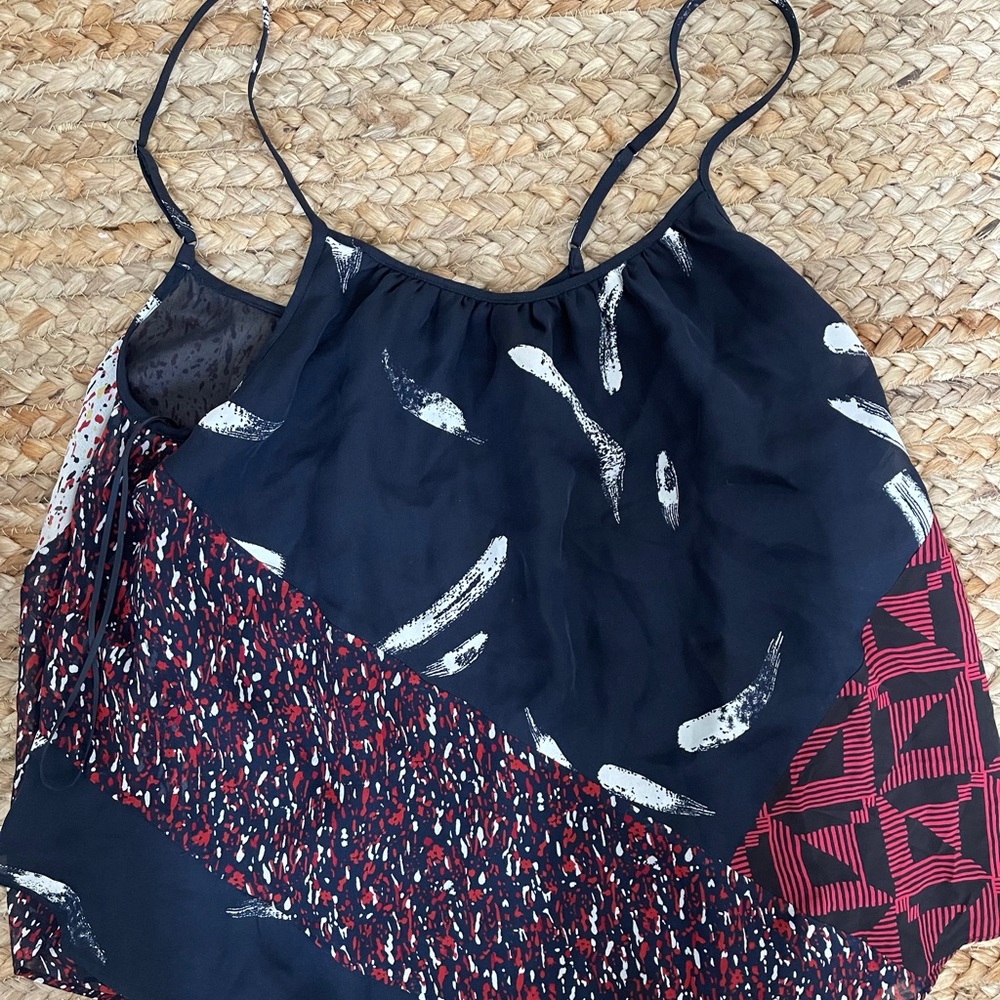 Joie navy red white blouse size small